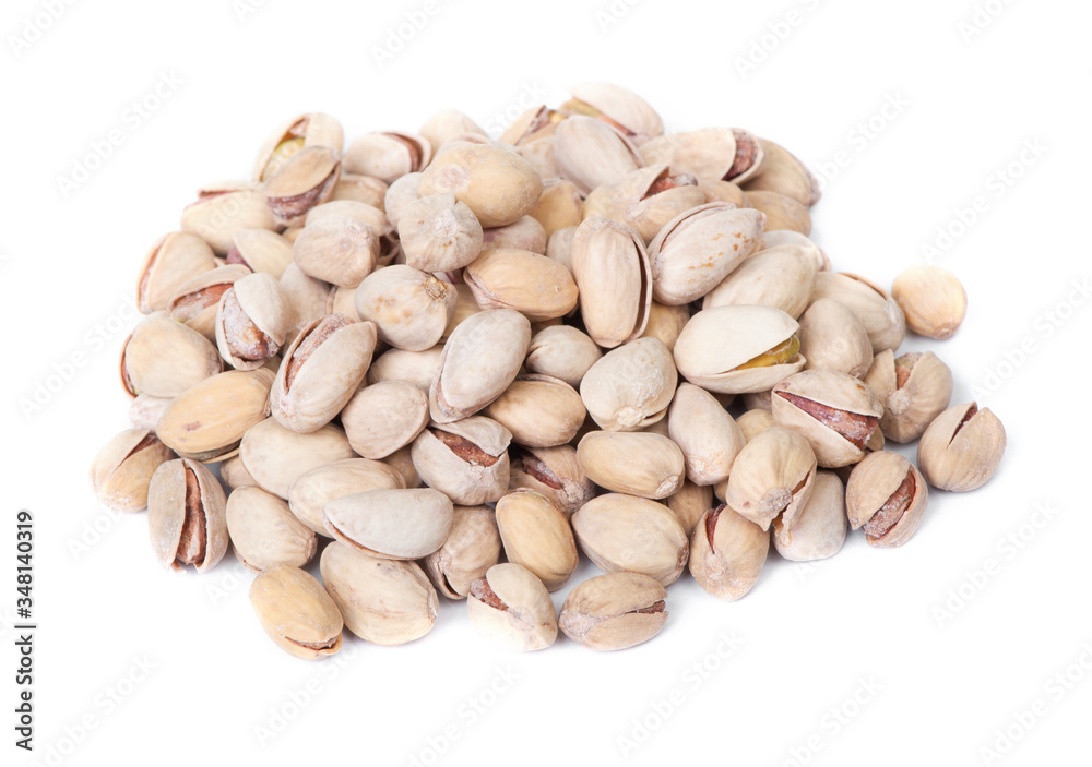 Heap of pistachios isolated