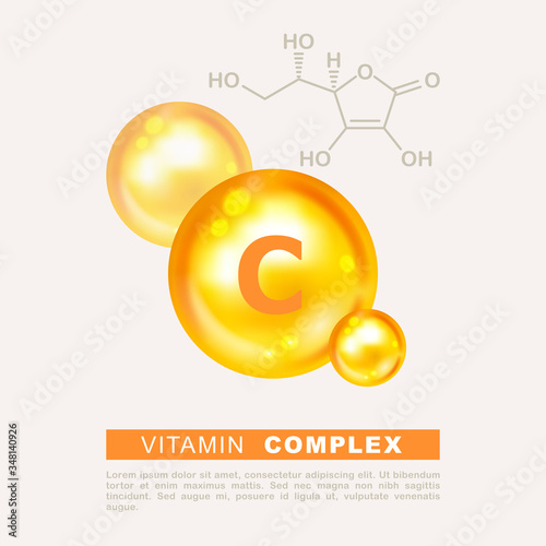 Vitamin gold shining pill capsule icon. Ascorbic acid. Shining golden substance drop. Meds for heath ads. Treatment cold flu. Vitamin C gold shining pill. Vitamin complex. Vitamin C