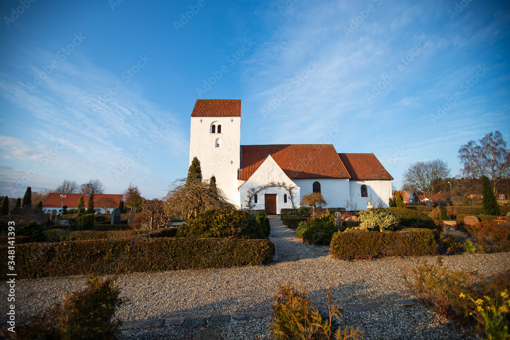 White church in the autumn