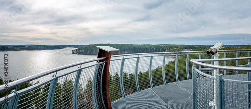 Canvas Print Panorama from the observation tower with binoculars or telescope