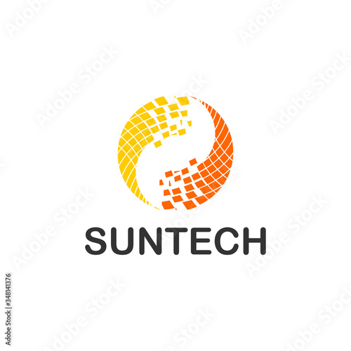 abstract sun technology logo vector