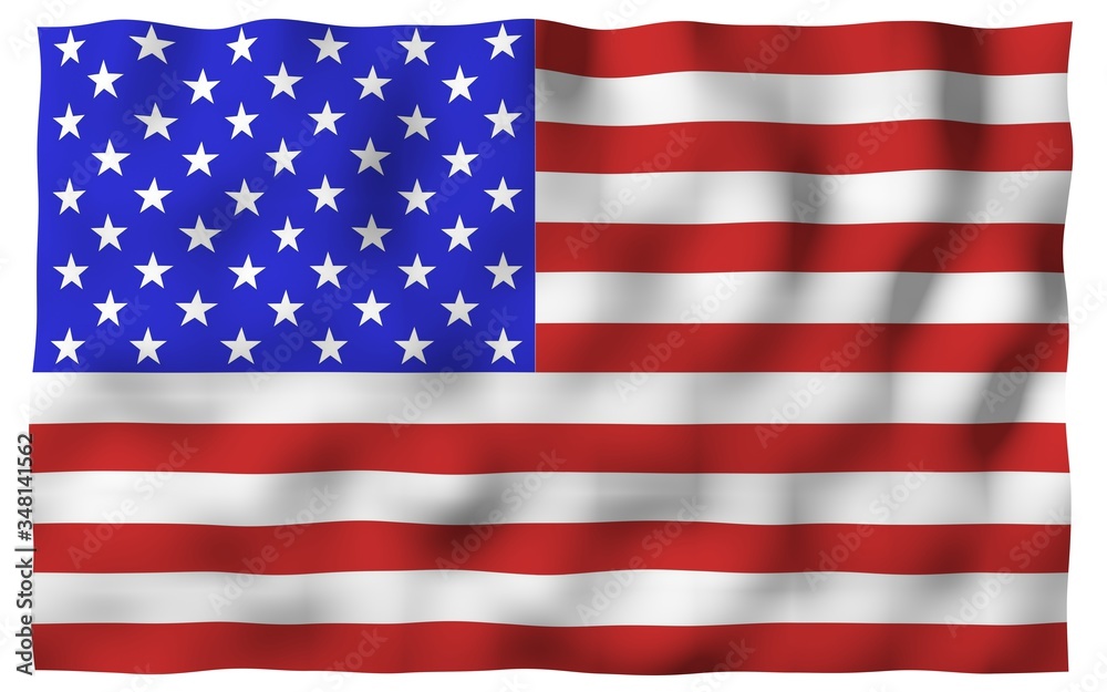Waving flag of the United States of America. Stars and Stripes. State symbol of the USA. 3D illustration Waving flag of the United States of America. Stars and Stripes. State symbol of the USA. 3D illustration