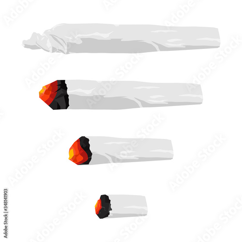 Medical marijuana joint. Cigarette with cannabis vector cartoon set isolated on a white background.