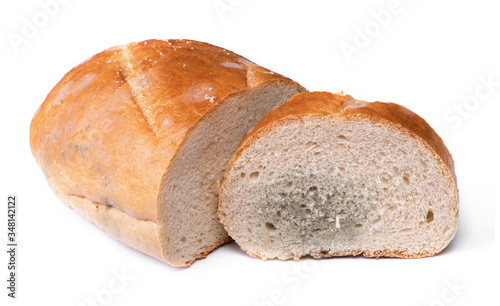 Piece of moldy bread isolated