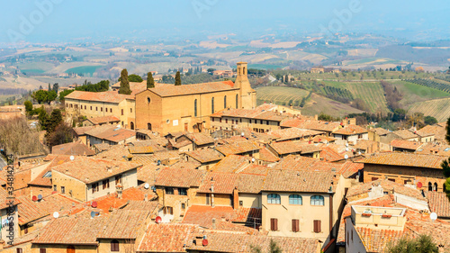 Beautiful view of small town Fiesole in Italy, Tuscany, Europe photo