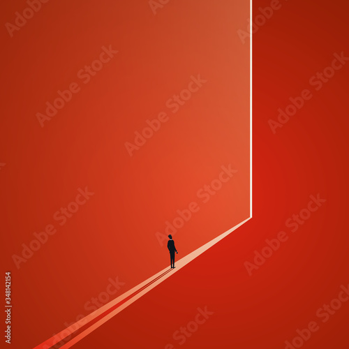 Light at the end of the tunnel vector concept. Symbol of dark times ending, hope on horizon, future success.