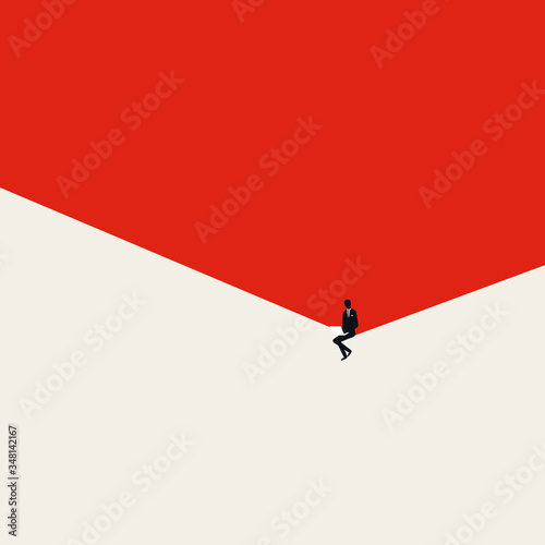Content creator or businessman working on laptop from home vector concept. Symbol of freeleancing, entrepreneur.