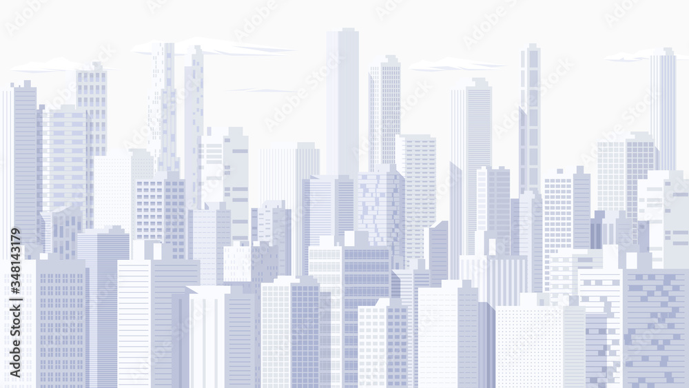 High detailed panoramic vector cityscape.