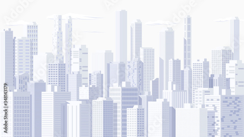 High detailed panoramic vector cityscape.