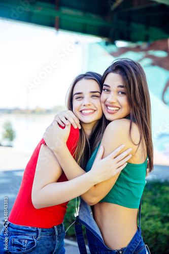Two best female friends emb...