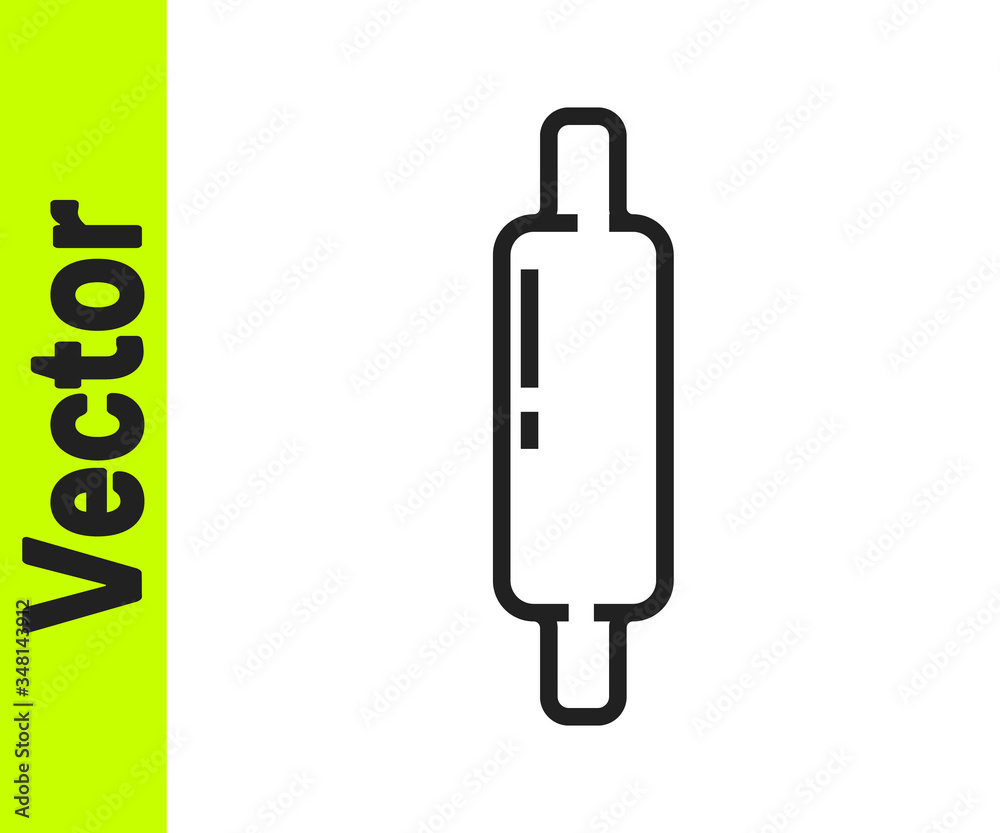 Black line Rolling pin icon isolated on white background. Vector Black line Rolling pin icon isolated on white background. Vector