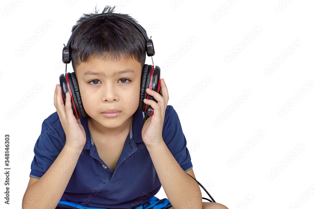 Isolated Hand asian boy holding headphone on a white background with clipping path. Isolated Hand asian boy holding headphone on a white background with clipping path.