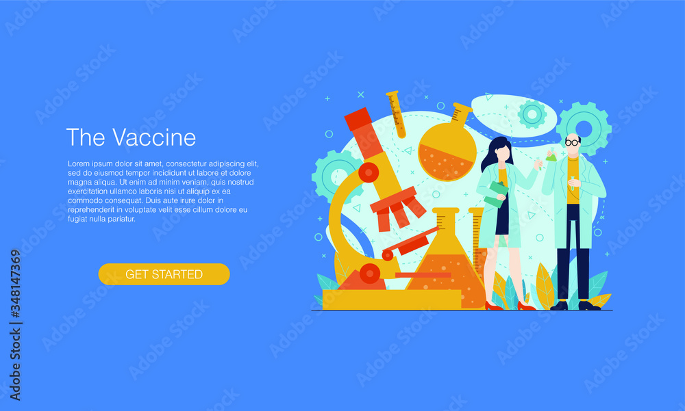 The vaccine laboratory research vector illustration concept template background can be use for presentation web banner UI UX landing page