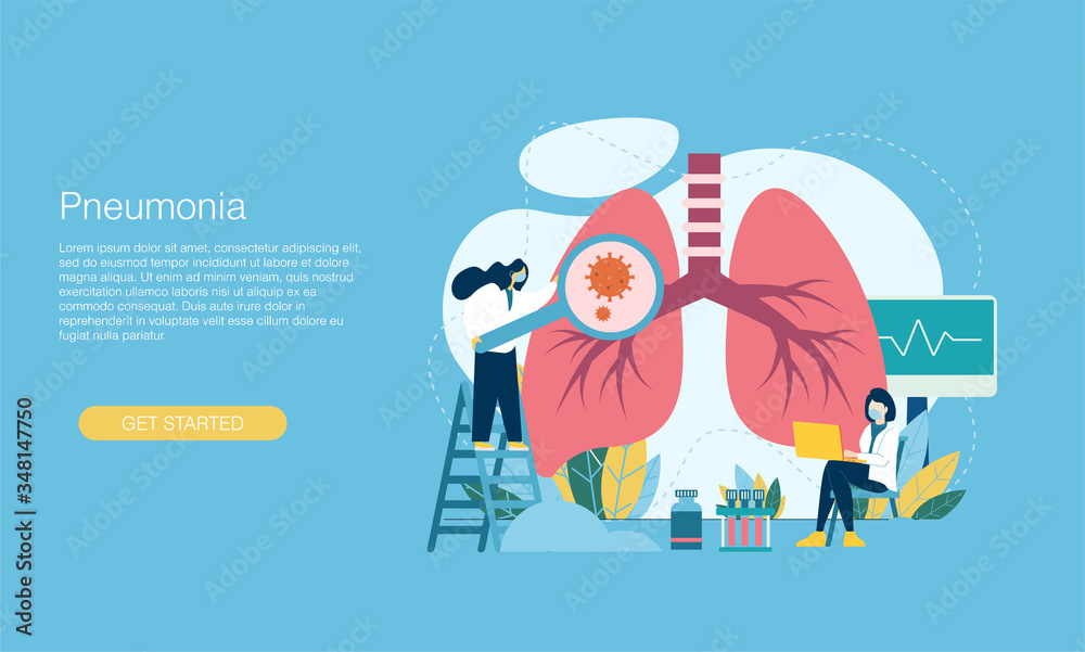 Pneumonia vector illustration concept template background can be use for presentation web banner UI UX landing page Pneumonia vector illustration concept template background can be use for presentation web banner UI UX landing page