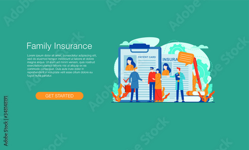 Family insurance vector illustration concept agent template background isolated can be use for presentation web banner UI UX landing page