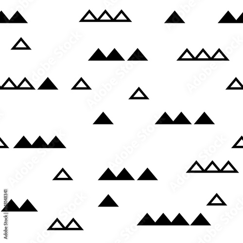 Seamless pattern. Black triangles on white background. Vector illustration.