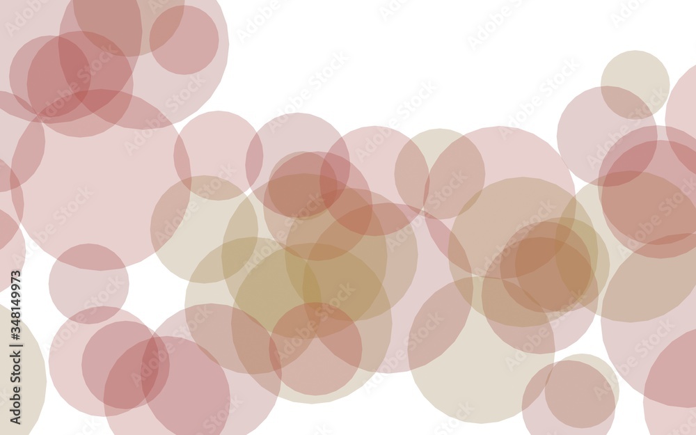 Multicolored translucent circles on a white background. Yellow tones. 3D illustration