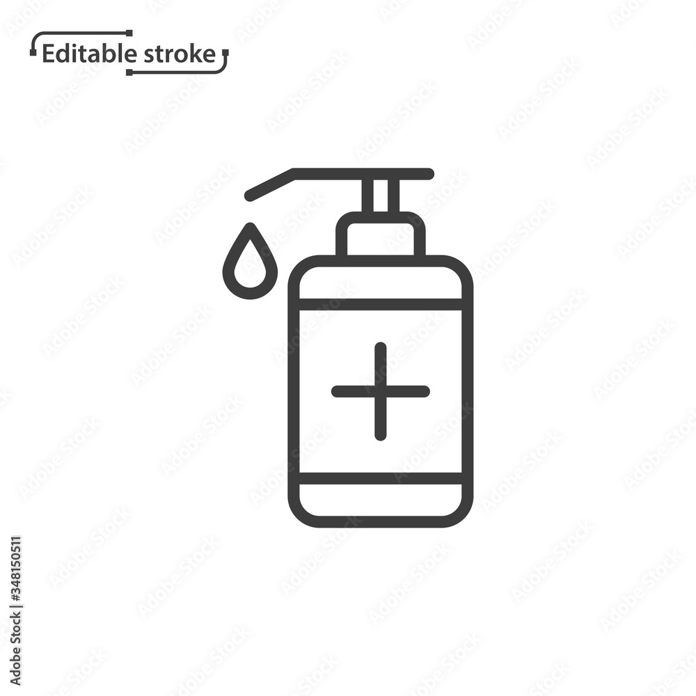 Hand sanitizer line vector icon. Editable stroke. Hand sanitizer line vector icon. Editable stroke.
