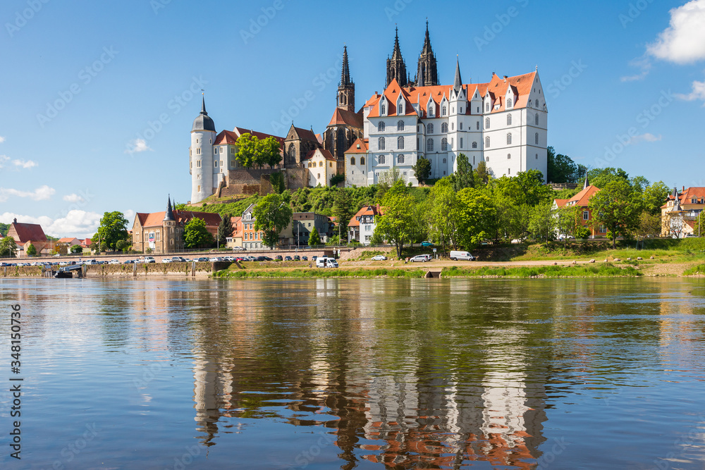 Meißen Burgberg mit Dom und Albrechtsburg an der Elbe