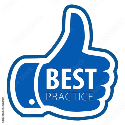 Best practice thumb up sticker icon isolated on white background