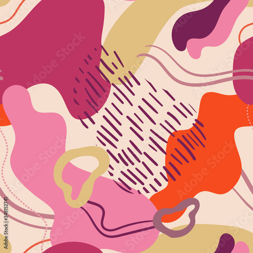Creative colorful background with abstract patterns. Design for prints, posters, postcards, etc. Vector illustration. Seamless pattern