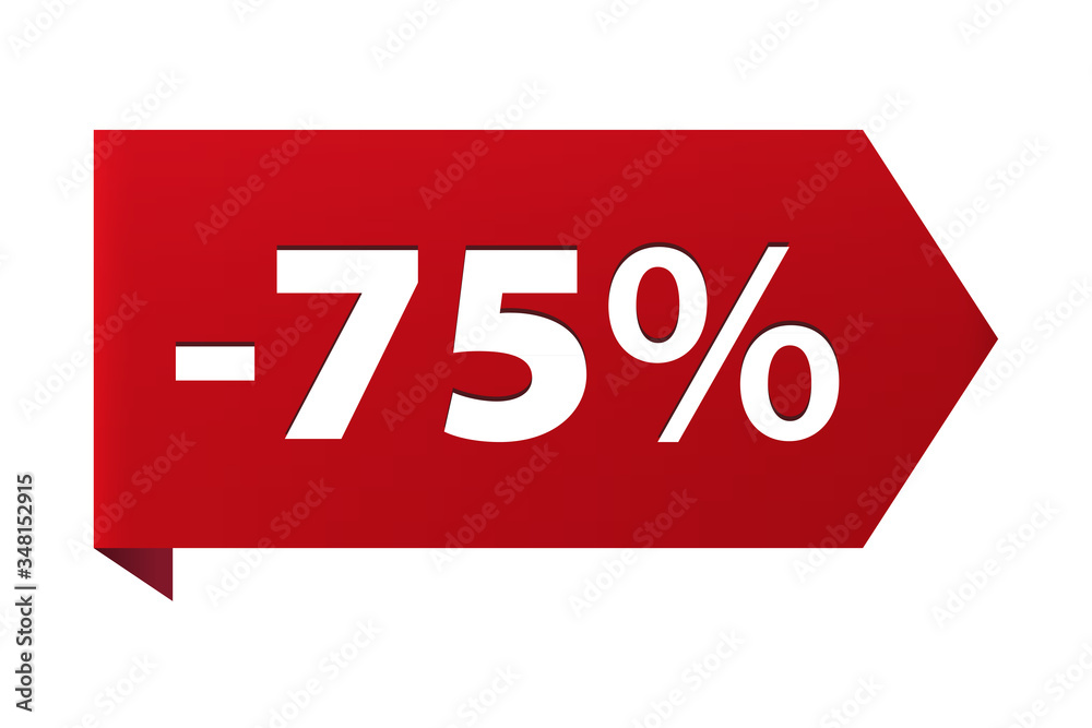 Discount minus 75 percent Banner ribbon red icon isolated on white background. Vector illustration Discount minus 75 percent Banner ribbon red icon isolated on white background. Vector illustration