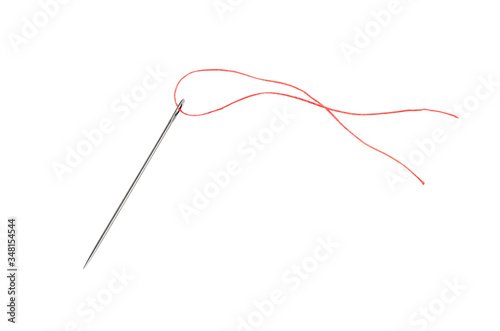 needle and red thread isolated on white background © Сергей Звягинцев