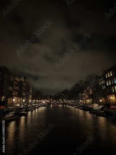 amsterdam canal at night