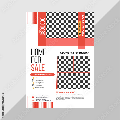 Real Estate Business Flyer Simple Layout with Yellow and Blue Accent