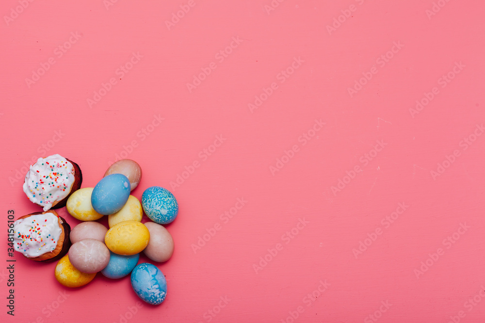 multi-colored eggs on the Easter holiday background for inscriptions multi-colored eggs on the Easter holiday background for inscriptions