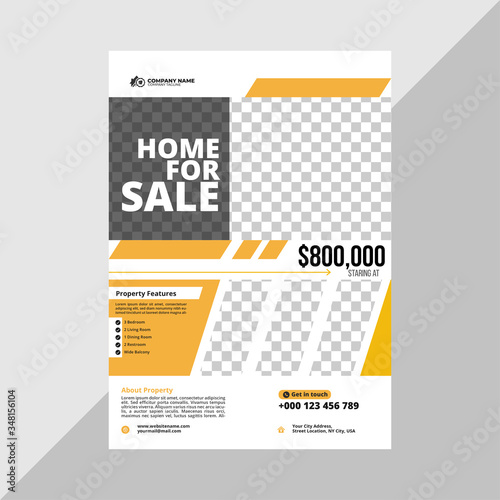 Real Estate Business Flyer Simple Layout with Yellow and Blue Accent