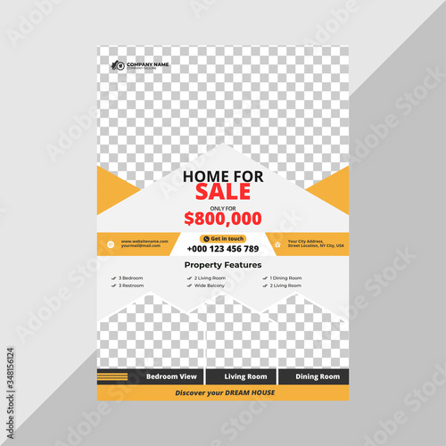 Real Estate Business Flyer Simple Layout with Yellow and Blue Accent