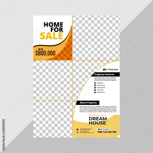 Real Estate Business Flyer Simple Layout with Yellow and Blue Accent