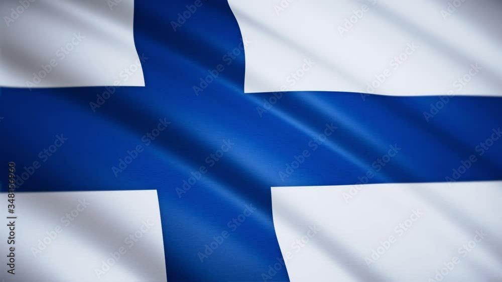 Finnish flag close-up. Matter flutters in the wind. Looped video footage. 3D animation. 4K. HD Finnish flag close-up. Matter flutters in the wind. Looped video footage. 3D animation. 4K. HD