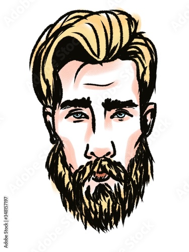 Wallpaper Mural handsome young bearded man portrait isolated on white Torontodigital.ca