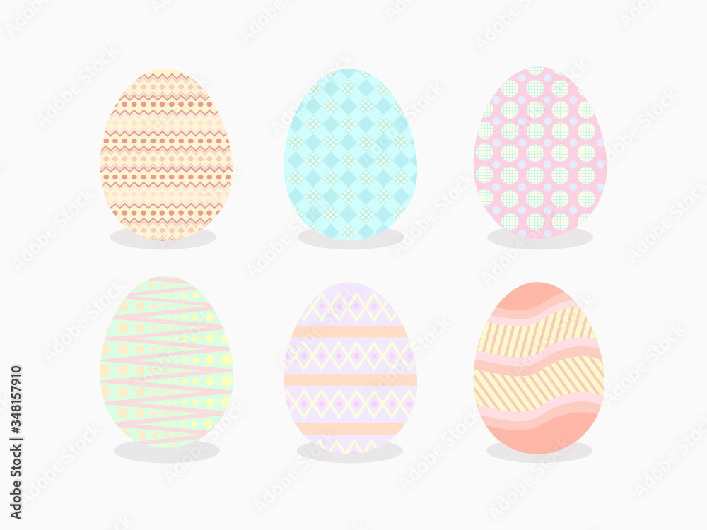 Set of beautiful easter eggs decorative. 2 row lined up with different colors and patterns. Holiday Concept. Vector illustration Set of beautiful easter eggs decorative. 2 row lined up with different colors and patterns. Holiday Concept. Vector illustration