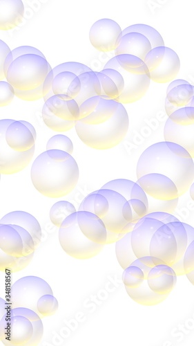 Light pastel colored background with purple bubbles. Wallpaper, texture purple balloons. 3D illustration