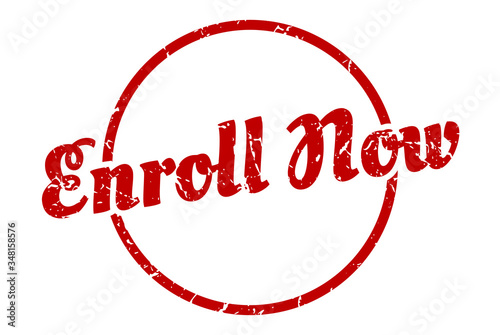 enroll now sign. enroll now round vintage grunge stamp. enroll now