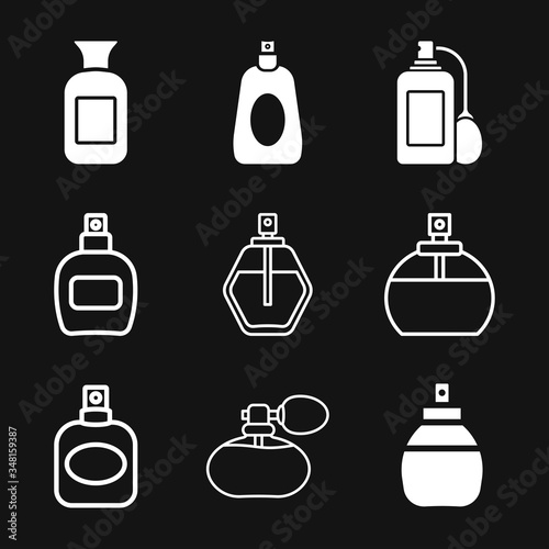 Perfume icon. Vector isolated silhouette  Cosmetics Perfume Bottles