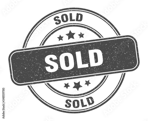 sold stamp. sold label. round grunge sign