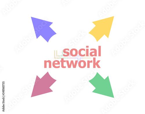 Text Social Network. Social concept . Arrow with word social network