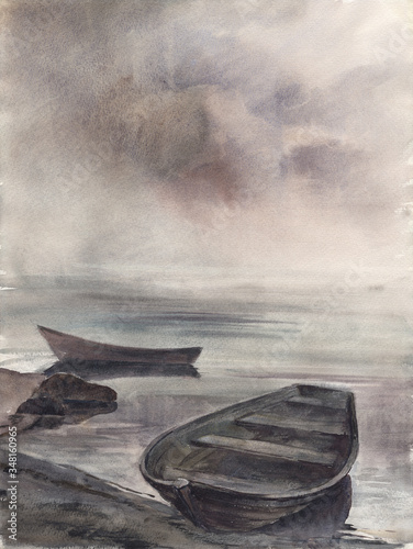 Watercolor: Old boats photo