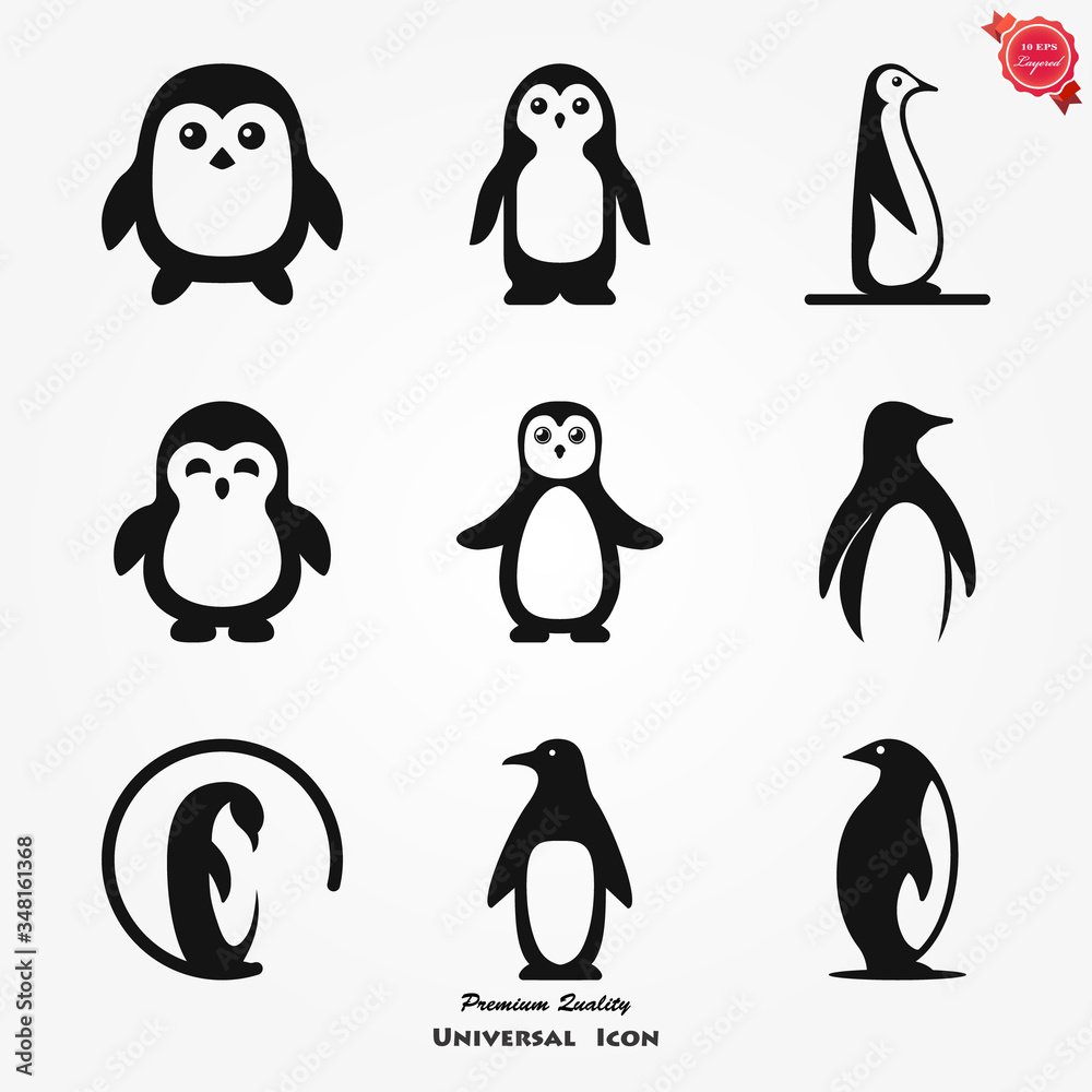 Obraz premium Penguin icon. Abstract birds on white background. Vector illustration