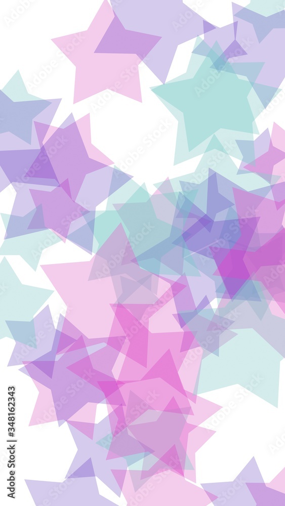 Multicolored translucent stars on a white background. Pink tones. 3D illustration Multicolored translucent stars on a white background. Pink tones. 3D illustration