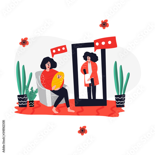 Online psychological assistance service vector illustration.