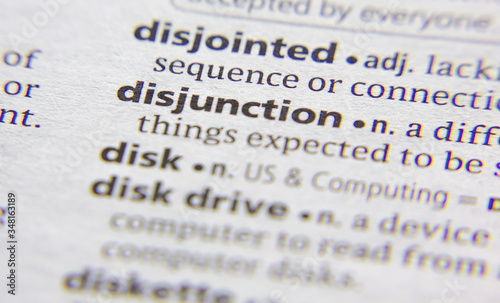 Disjunction word or phrase in a dictionary.