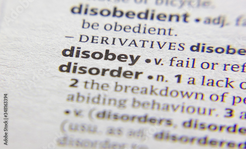 Disobey word or phrase in a dictionary.
