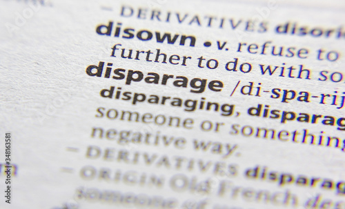 Disparage word or phrase in a dictionary. photo
