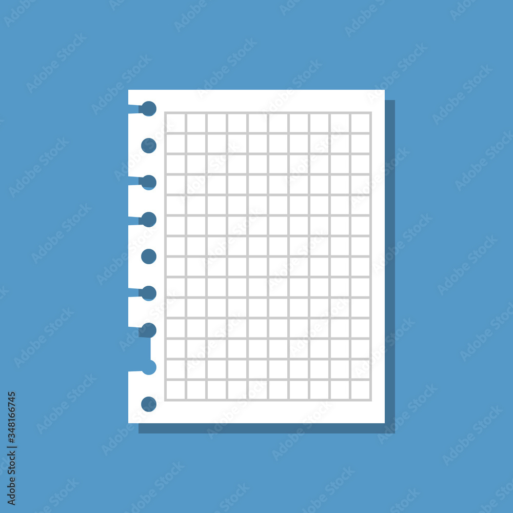 torn blank white checkered notebook paper sheet
