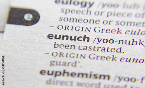 Eunuch word or phrase in a dictionary. photo